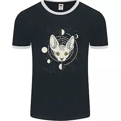 Buy Celestial Cat Moon Phases Mens Ringer T-Shirt FotL • 8.99£