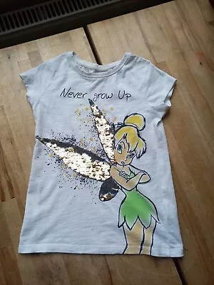 Buy NEXT DISNEY Tinker Bell Reversible Two Way Sequin T-shirt 6 Years WASHED CLEANED • 6.99£