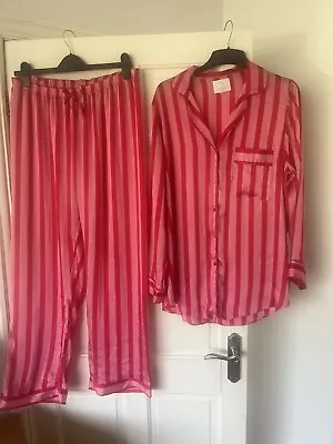 Buy Matalan Satin Candy Striped Long Sleeved Pyjamas Size 14 • 4.99£