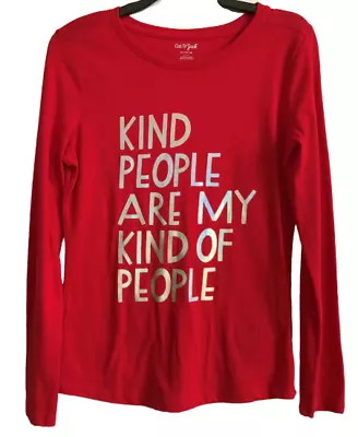 Buy Girls 14-16 XL Red Hologram Long Sleeve Tee Kind People Are My Kind Of People • 12.62£