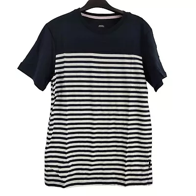 Buy Burton London Mens T-shirt Navy & White Stripe Crew Neck Short Sleeve Size S • 10.99£