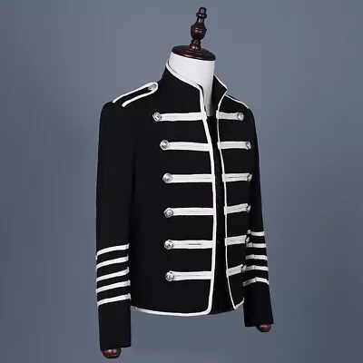 Buy Men Suit Blazer Steampunk Hussar Uniform Drummer Parade Jacket Gothic Retro Cool • 65.78£