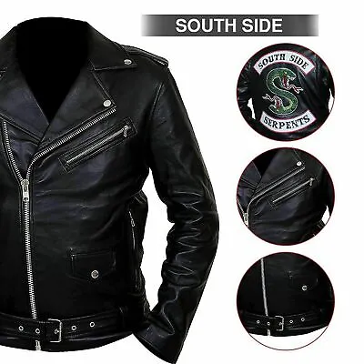 Buy Mens South Side Serpent Casual Faux Leather Snake Riverdale Jughead Jones Jacket • 57.04£