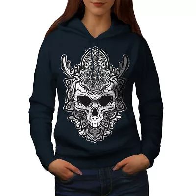 Buy Wellcoda Fashion Art Flower Skull Womens Hoodie,  Casual Hooded Sweatshirt • 28.99£