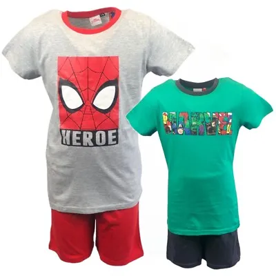 Buy Boys Kids Avengers Spiderman Short Sleeve Pyjamas T-Shirt Shorts Age 3-14years • 6.49£