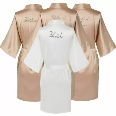 Buy Bridal Bridesmaid Wedding Kimono Silk V-neck Robe Pajamas Champagne • 10.89£