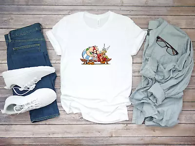 Buy Funny Asterix And Obelix Cartoon Short Sleeve White Men's T Shirt F060 • 9.92£