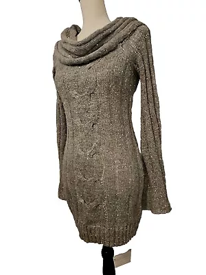 Buy Vtg Arden B Marilyn Cable Knit Tunic Sweater Womens Medium Hooded Sequin Gray  • 18.90£