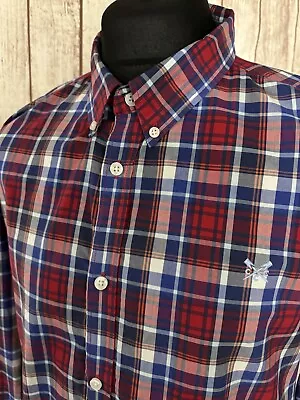 Buy CREW CLOTHING Mens XXL 2XL Slim Fit Check Gingham Shirt Long Sleeve Red Blue • 21.85£