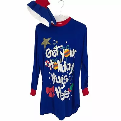 Buy Vintage Bold Spirit Womens Blue Get Your Holiday Hug Here Long Sleeve Pajamas • 23.54£