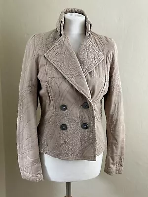 Buy GHOST Quilted Beige Double Breasted Blazer Jacket Size Small • 30£