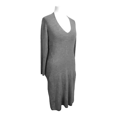 Buy JAEGER Grey Jumper Dress Size M 12 Soft Stretch Lightweight Knit 100% Wool • 30£