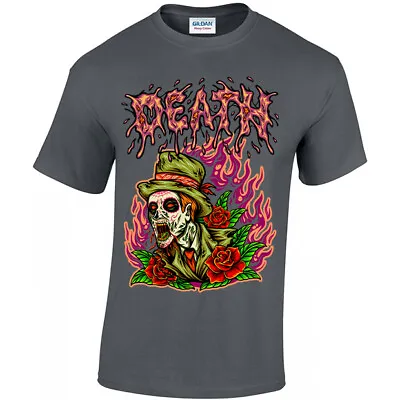 Buy Well Dressed Death Zombie, T-shirt Unisex, Gothic Dead Apocalypse Fire Roses • 14.95£