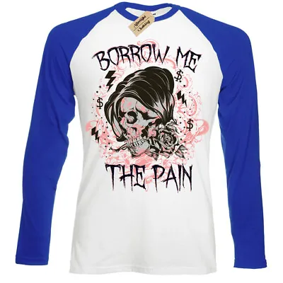 Buy Borrow Me The Pain T-Shirt Emo Skull Mens Baseball T-Shirt • 12.95£