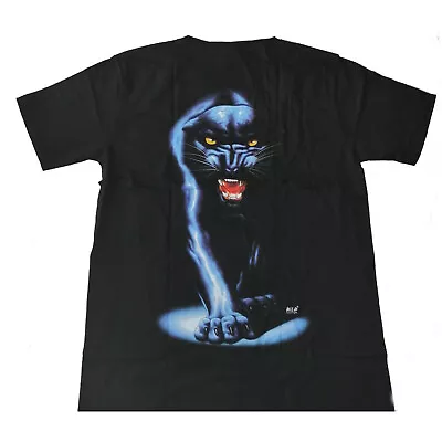 Buy New Black Panther Biker Black T-Shirt,Front & Back Print Medium 100% Cotton • 11.75£
