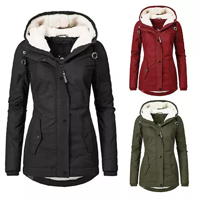 Buy Women Padded Quilted Coat Hooded Jacket Ladies Winter Fleece Warm Parka Overcoat • 18.99£
