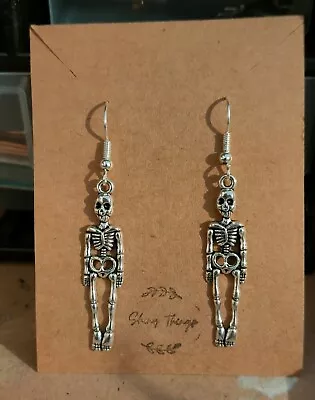 Buy Skeleton Earrings New Goth Punk Halloween Gothic Skull Silver Tone Alt Jewelry  • 2.99£