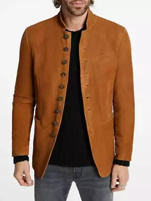 Buy Mens Brown Leather Trucker Jacket Pure Suede Custom Made Size S M L XL 2XL 3XL • 145.92£