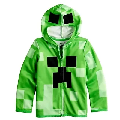 Buy Minecraft Creeper Costume Hoodie Jacket Boy Girl Zip Front Mask Halloween S 4-12 • 26.43£