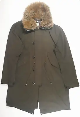 Buy Mens Rare Genuine PRETTY GREEN Fur Collar Khaki Green Parka Jacket L • 60£