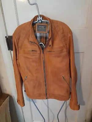 Buy Xposed Mens Tan Leather Biker Style Jacket Size M Excellent • 60£