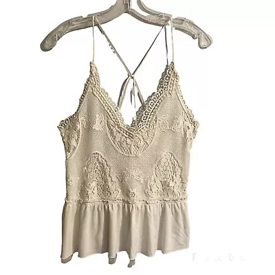 Buy Urban Outfitters Kimchi Blue XS Lace Tank Top Cream Boho Peasant Lined Cottage • 17.05£