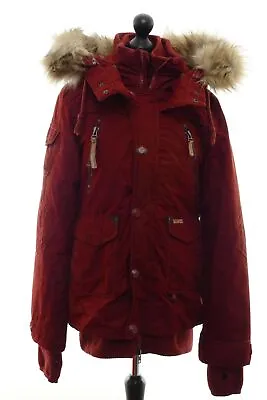 Buy Khujo Ladies Jacket Margret XL Red Brown Padded Hood Inner Lining • 61.05£