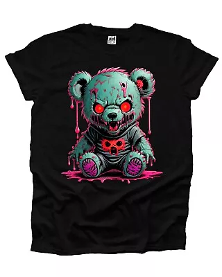 Buy Zombie Teddy Bear Gothic Horror Movie Demon Emo Mens Tshirt Woman Unisex Grunge • 9.99£