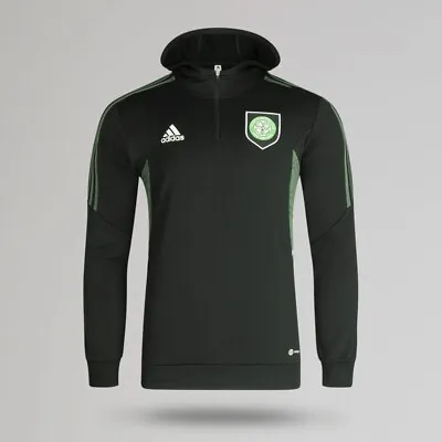 Buy New Official Celtic Adidas 1/4 Zip Tracksuit Track Top Jacket Hoody Black • 49.95£