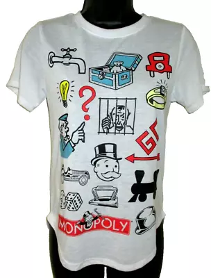 Buy New Juniors Small 3-5 Monopoly T-Shirt Poly/Rayon White Short Sleeves • 6.14£