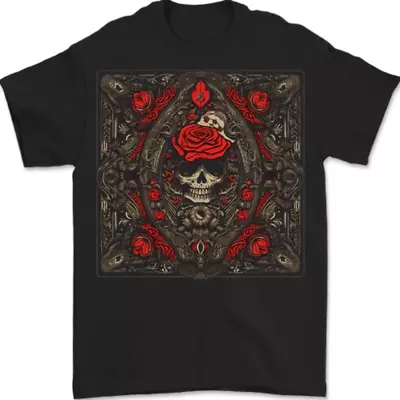 Buy Ornate Playing Card Skull Goth Gothic Mens T-Shirt 100% Cotton • 7.99£