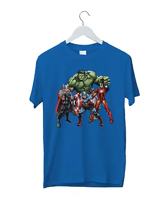 Buy Marvel Characters T Shirt, Captain America Hulk Iron Man, Fight Super Hero, Top • 11.99£