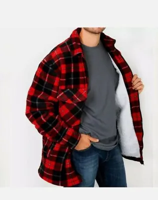 Buy Mens Fleece Lined Padded Shirt Sherpa Fur Lumberjack Flannel Work Thick Jacket  • 16.99£