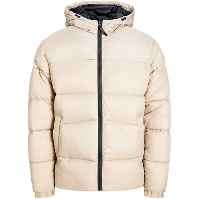 Buy Mens Jack And Jones Hooded Knight Jacket Beige Size Small #R • 20£
