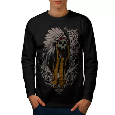 Buy Wellcoda Indian American Art Mens Long Sleeve T-shirt, Curse Graphic Design • 24.99£