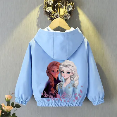 Buy New Elsa Kids Girls Baseball Uniform Hooded Elsa Princess Top Jacket Windbreaker • 9.01£