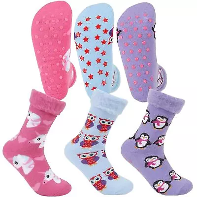 Buy 3 Pairs Womens Novelty Bed Socks Anti Slip Grippers Unicorn Owl  -41B498 Slipper • 7.99£