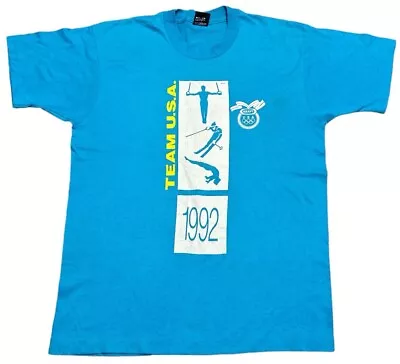 Buy Team USA 1992 Olympics Blue Single Stitch Screen Stars T Shirt M/L • 25£