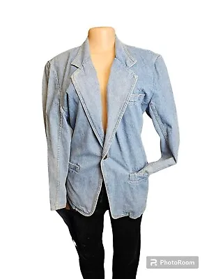 Buy Vintage Liz Wear Jean Blazer Women's 4 Blue Denim Liz Claiborne Jacket Casual* • 18.99£