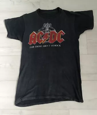 Buy Vintage 1982 ACDC 'For Those About To Rock' T Shirt - Size S / P2P 18   • 125£