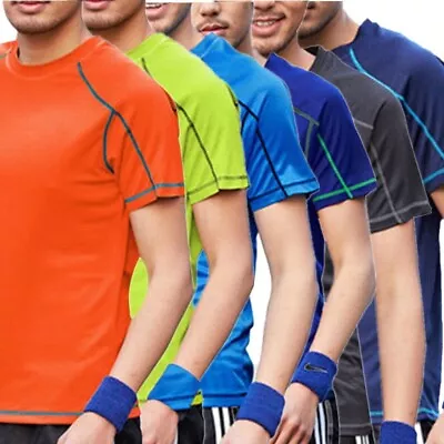 Buy Men Short Sleeve Swimsuit UV Protection Swimming Tops Quick Dry Swim Shirts Tee • 4.79£