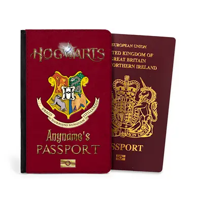 Buy Hogwarts Design Personalised Faux Leather Passport Cover Based On Harry Potter • 11.99£