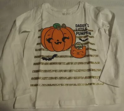 Buy Place Halloween 4T White Daddy's Little Pumpkin Shirt NWT • 6.49£