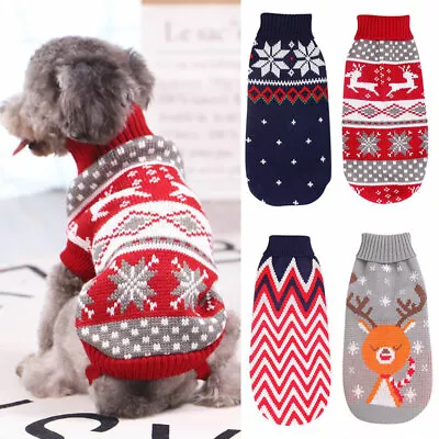 Buy Pet Knit Sweater Christmas Party Pet Cat Small Dog Jumper Sweater Warm Clothes • 6.29£