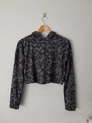 Buy Workout Khaki Green Camouflage Jersey Crop Top Hoodie Size 6 Uk Small • 13£