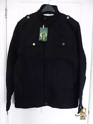 Buy Wenven Men's Lightweight Cotton Jacket Leisure Casual Jacket - Black - Size M • 25£