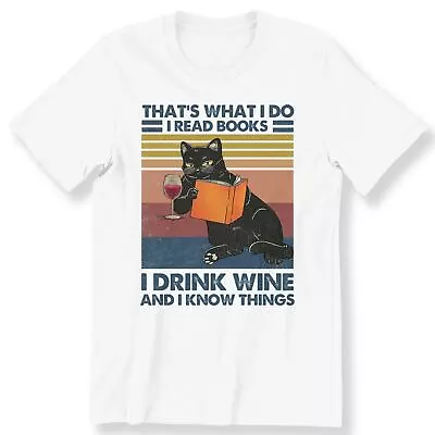 Buy Cat Lovers-I Read Books I Drink Wine I Know Things Men's Ladies Gift T-shirt • 12.99£