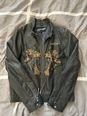 Buy Men’s Ed Hardy Leather Jacket, Size Large, Mint Condition   • 50£