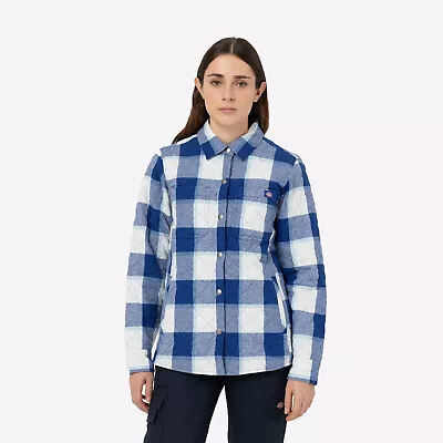 Buy Dickies Flannel Shirt Womens Classic Casual Hooded Jacket Blue • 74.99£