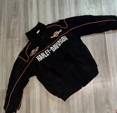 Buy Harley Davidson Unisex Black Embroidered Biker Motor Racing Jacket, Size XL • 45.99£